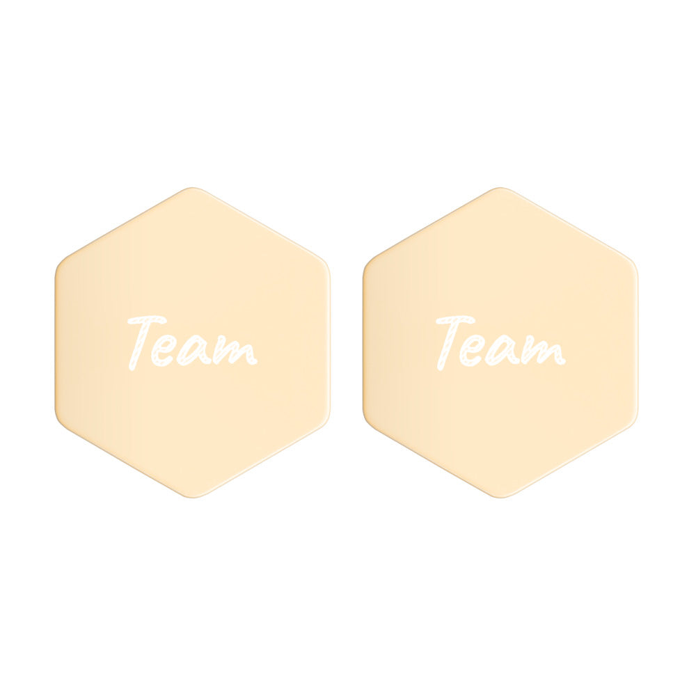 Team on Engraved Sterling Silver Hexagon Stud Earrings