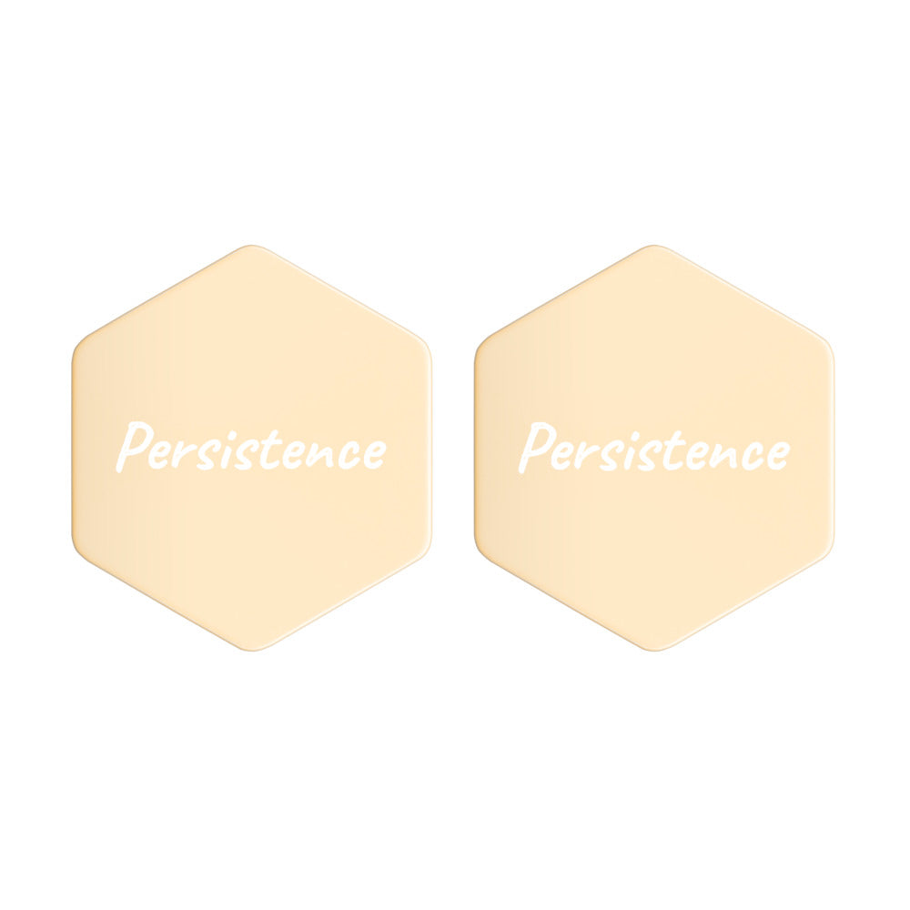 Persistence on Engraved Sterling Silver Hexagon Stud Earrings