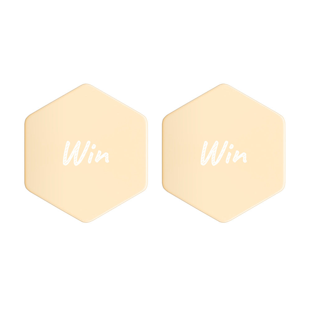 Win on Engraved Sterling Silver Hexagon Stud Earrings