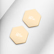 Win on Engraved Sterling Silver Hexagon Stud Earrings