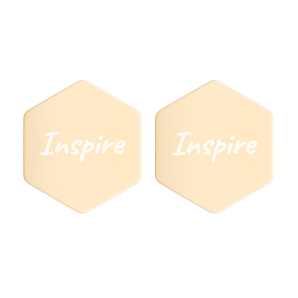 Inspire on Engraved Sterling Silver Hexagon Stud Earrings