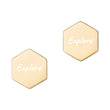 Explore on Engraved Sterling Silver Hexagon Stud Earrings