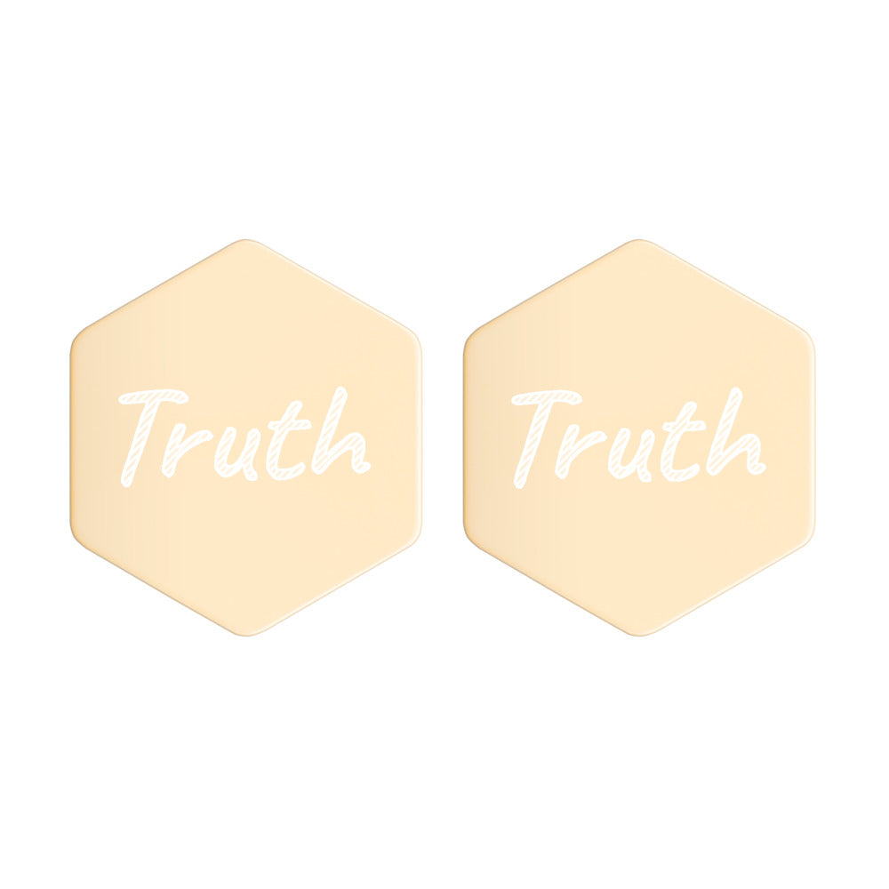 Truth on Engraved Sterling Silver Hexagon Stud Earrings