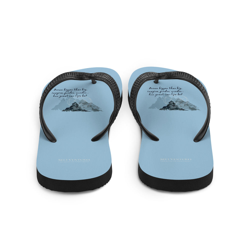 Dream Bigger Haiku With Mountains on Flip Flops