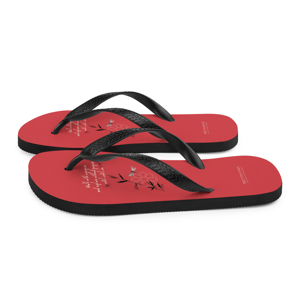 Walk With A Purpose Haiku With Dragonfly on Flip Flops