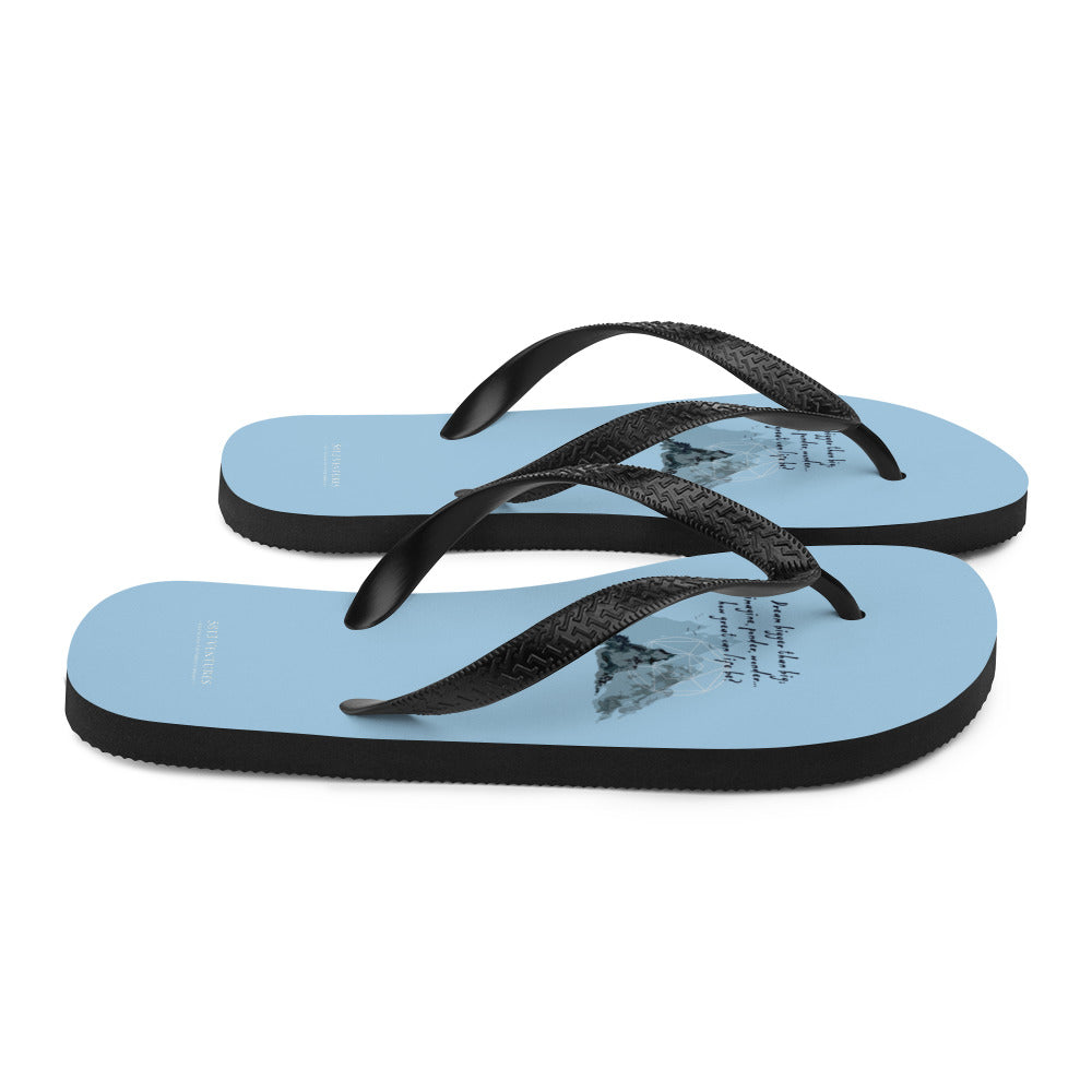 Dream Bigger Haiku With Mountains on Flip Flops