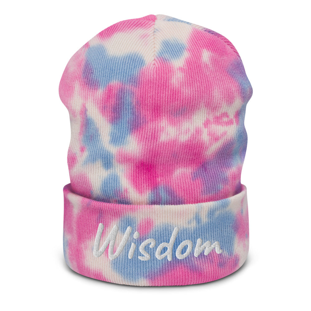 Wisdom In Marble Embroidery on Tie-Dye Beanie