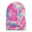 Love In Star Rose Quartz Embroidery on Tie-Dye Beanie