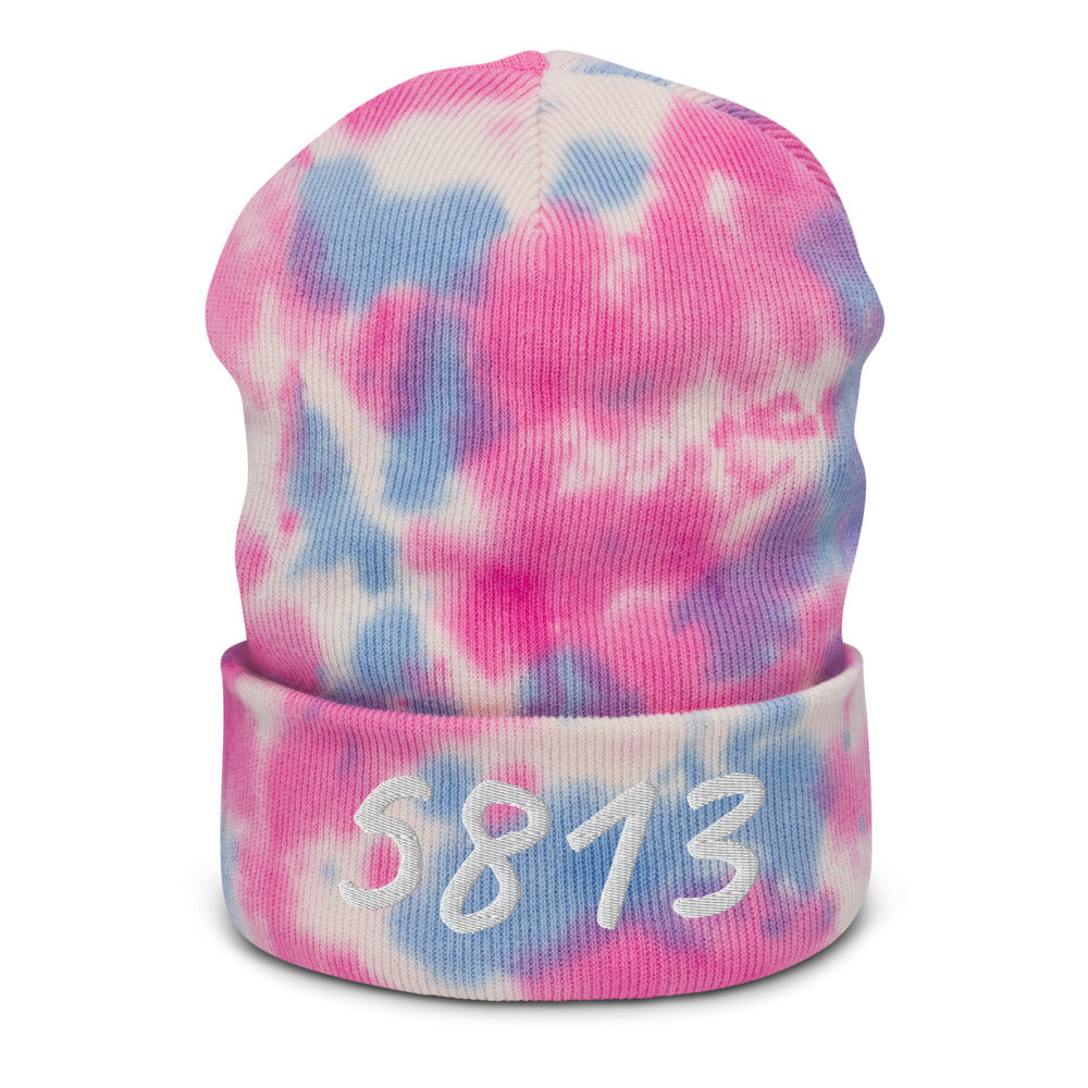 5813 In Pearl Embroidery on Tie-Dye Beanie