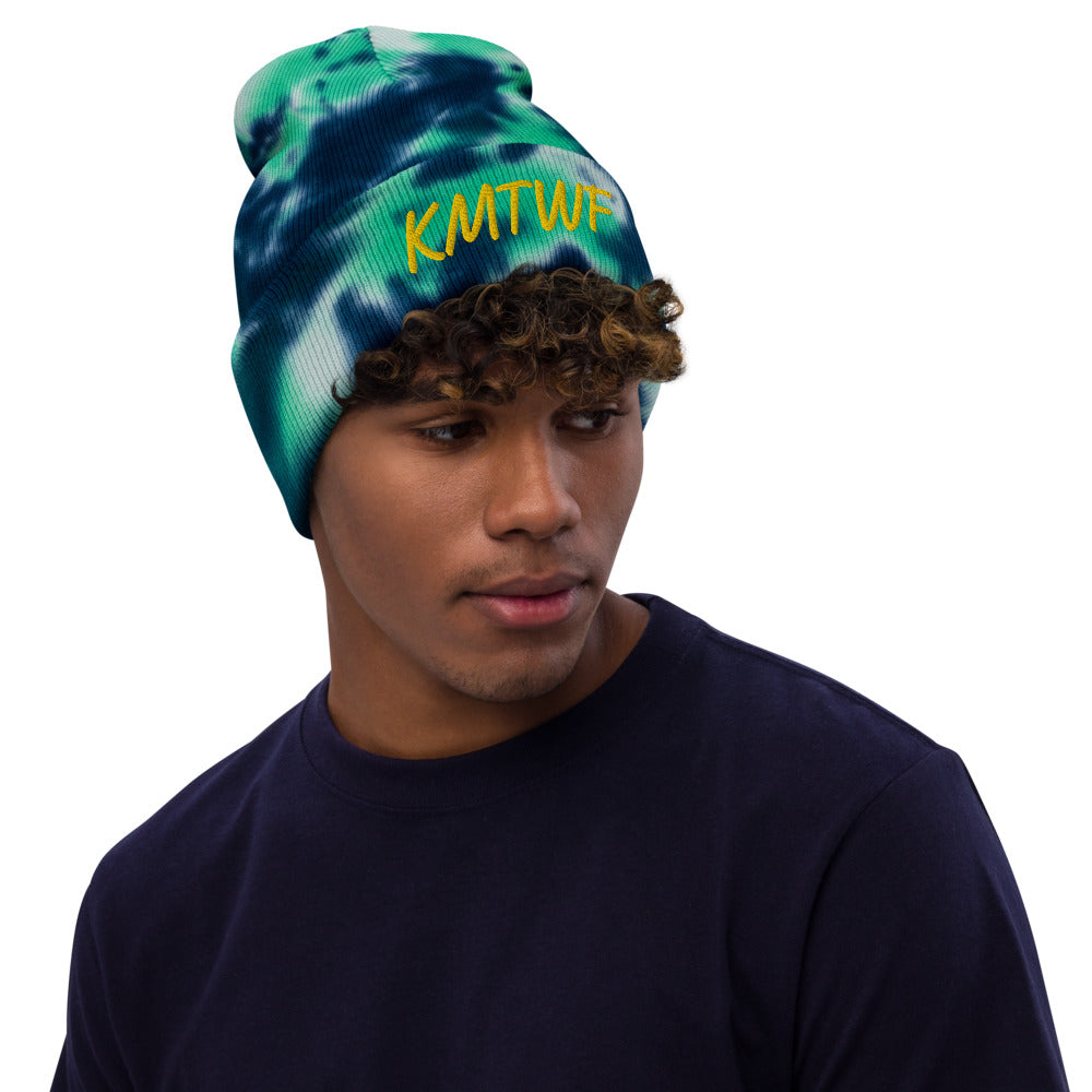 KMTWF In Gold Embroidery on Tie-Dye Beanie