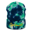 Optimist In Gold Embroidery on Tie-Dye Beanie