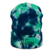 Now In Emerald Embroidery on Tie-Dye Beanie