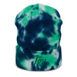 Joy In Emerald Embroidery on Tie-Dye Beanie