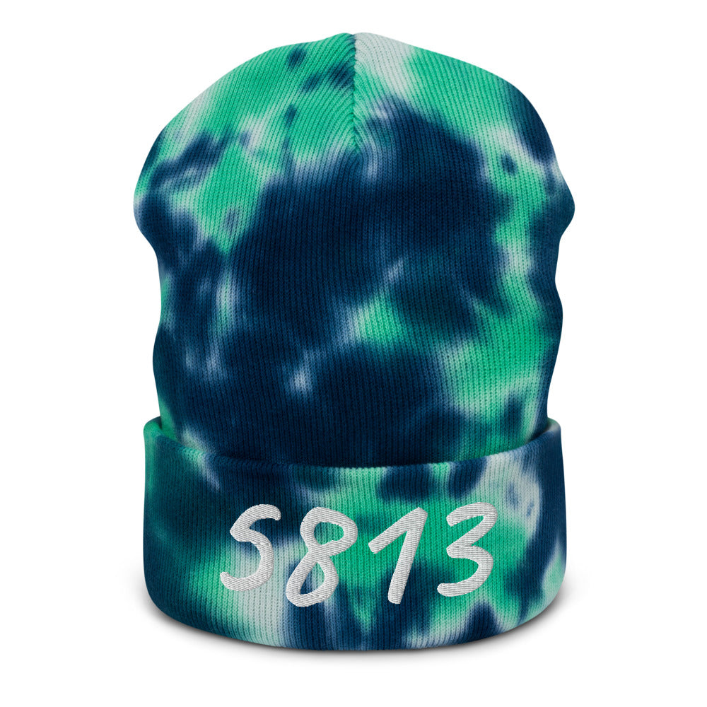 5813 In Pearl Embroidery on Tie-Dye Beanie