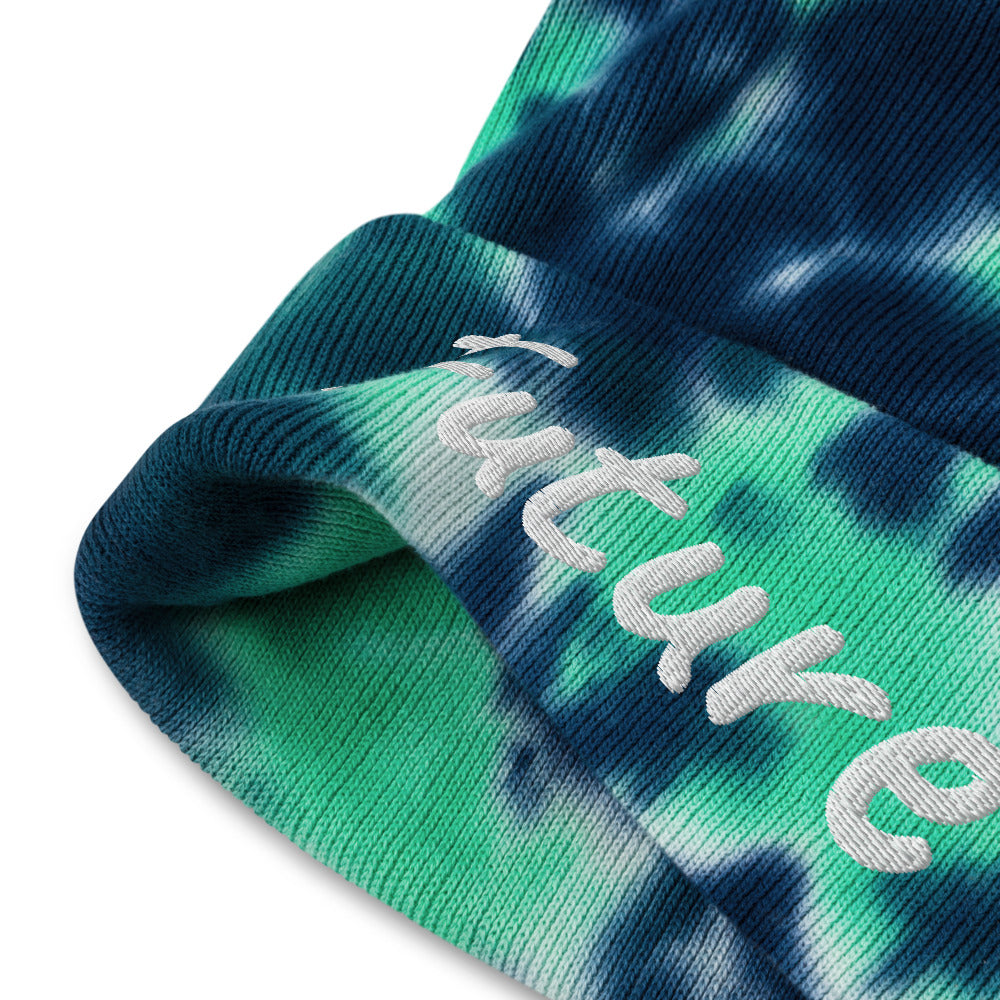 Future In Pearl Embroidery on Tie-Dye Beanie