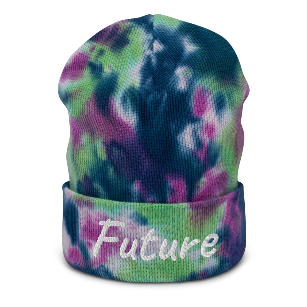 Future In Pearl Embroidery on Tie-Dye Beanie