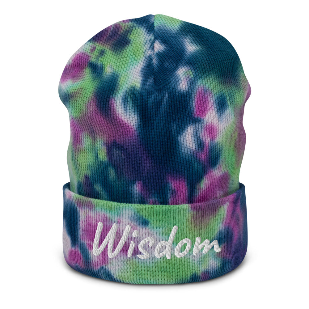 Wisdom In Marble Embroidery on Tie-Dye Beanie