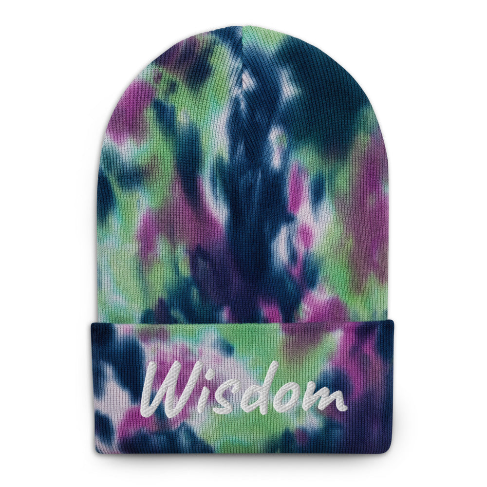 Wisdom In Marble Embroidery on Tie-Dye Beanie