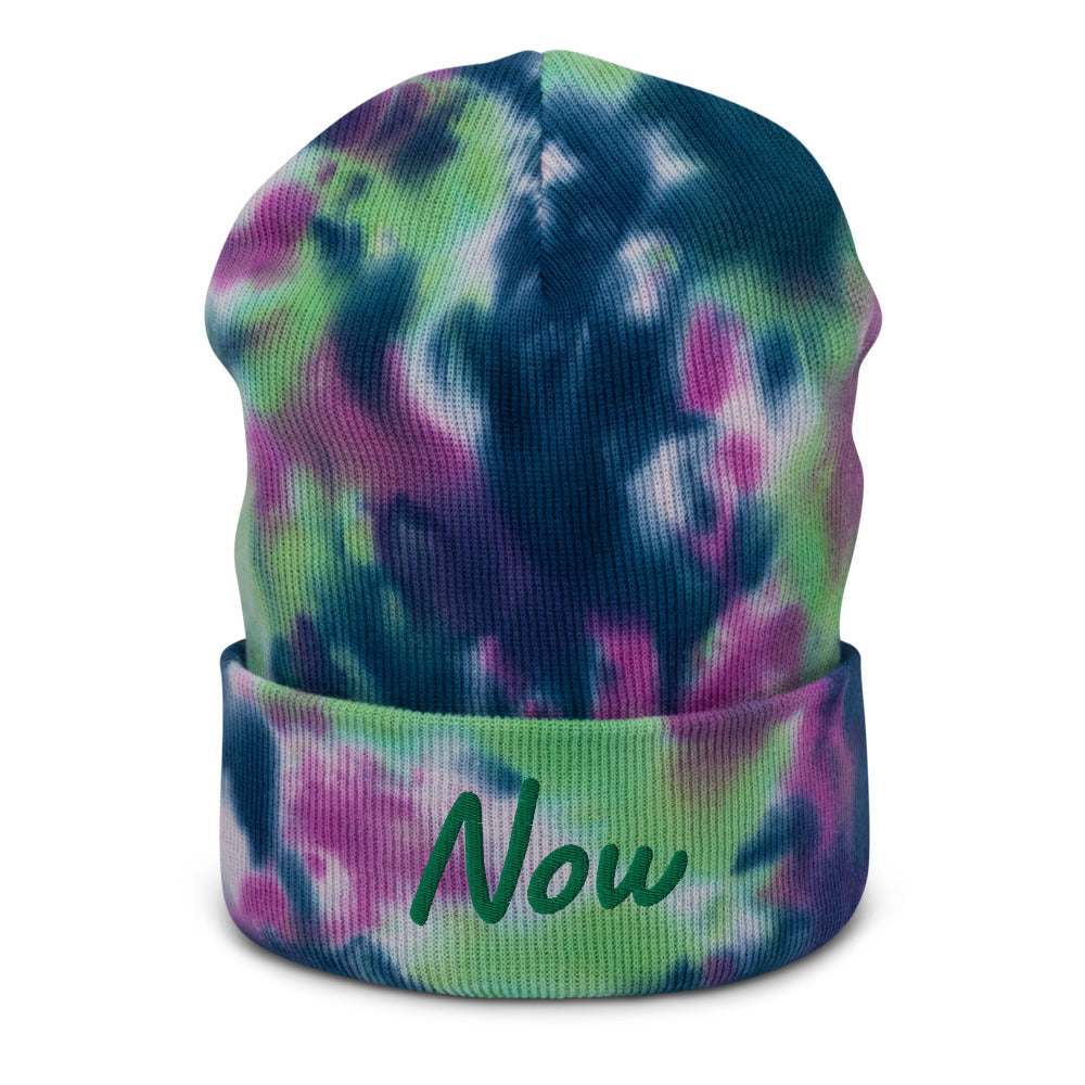 Now In Emerald Embroidery on Tie-Dye Beanie