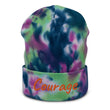 Courage In Amber Embroidery on Tie-Dye Beanie