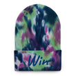 Win In Sapphire Embroidery on Tie-Dye Beanie