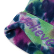 Believe In Amethyst Embroidery on Tie-Dye Beanie