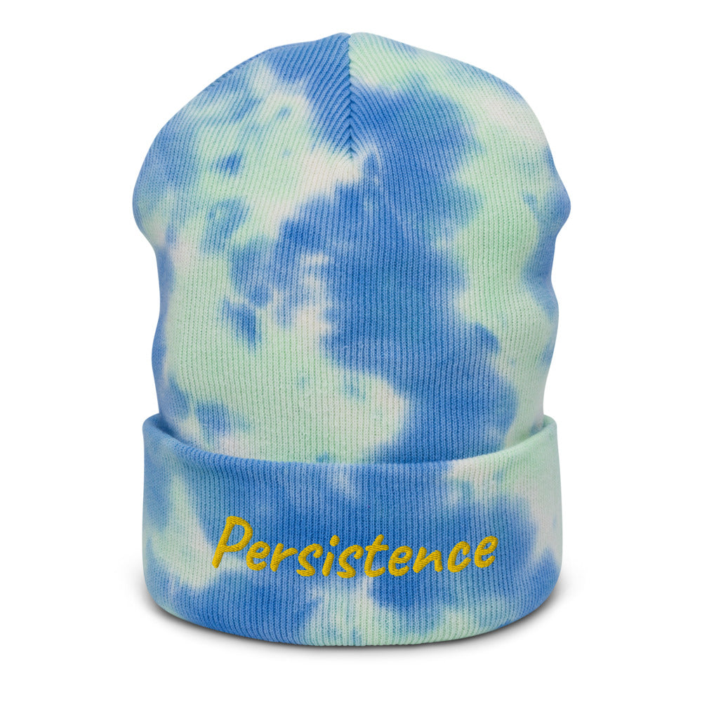 Persistence In Gold Embroidery on Tie-Dye Beanie