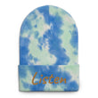 Listen In Copper Embroidery on Tie-Dye Beanie