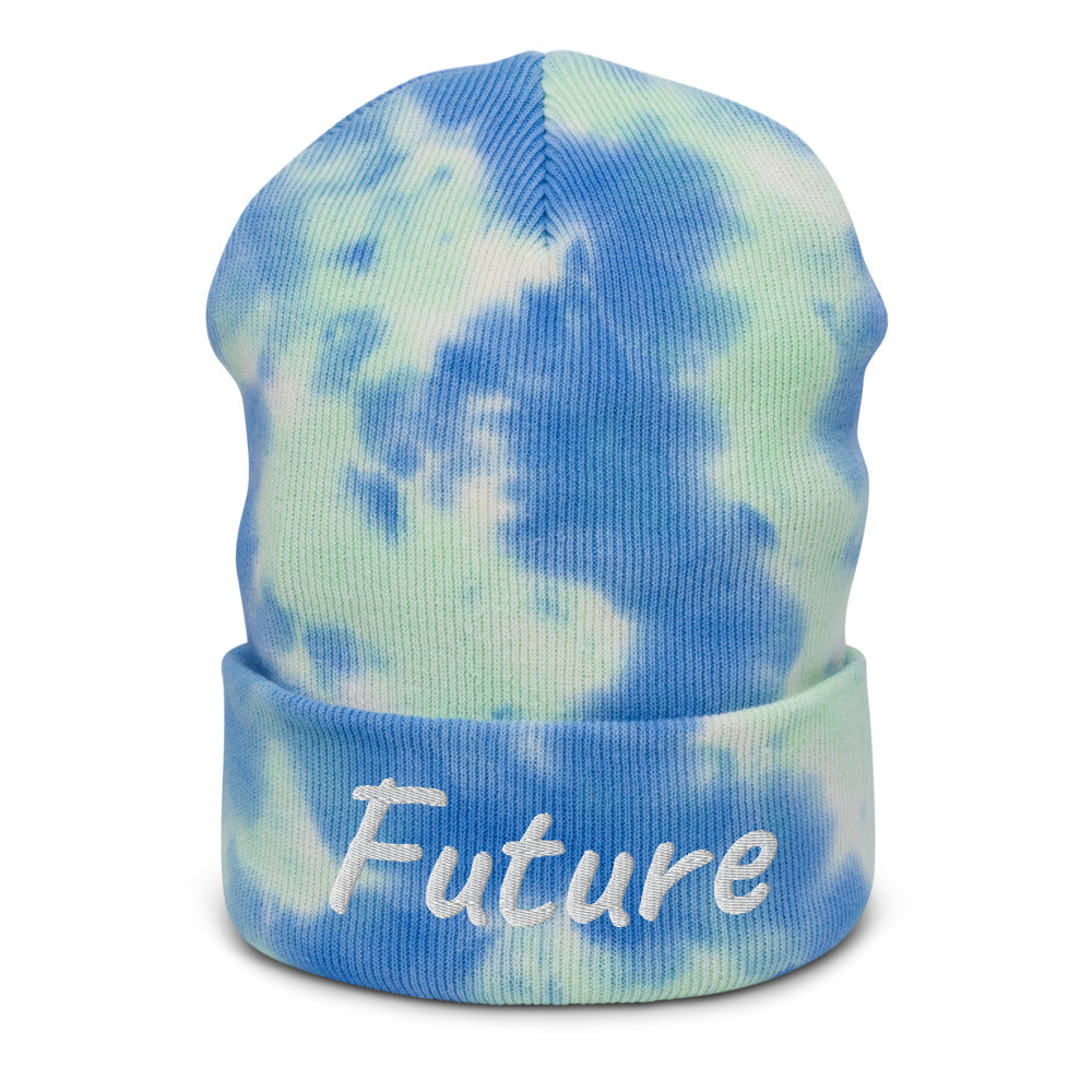 Future In Pearl Embroidery on Tie-Dye Beanie