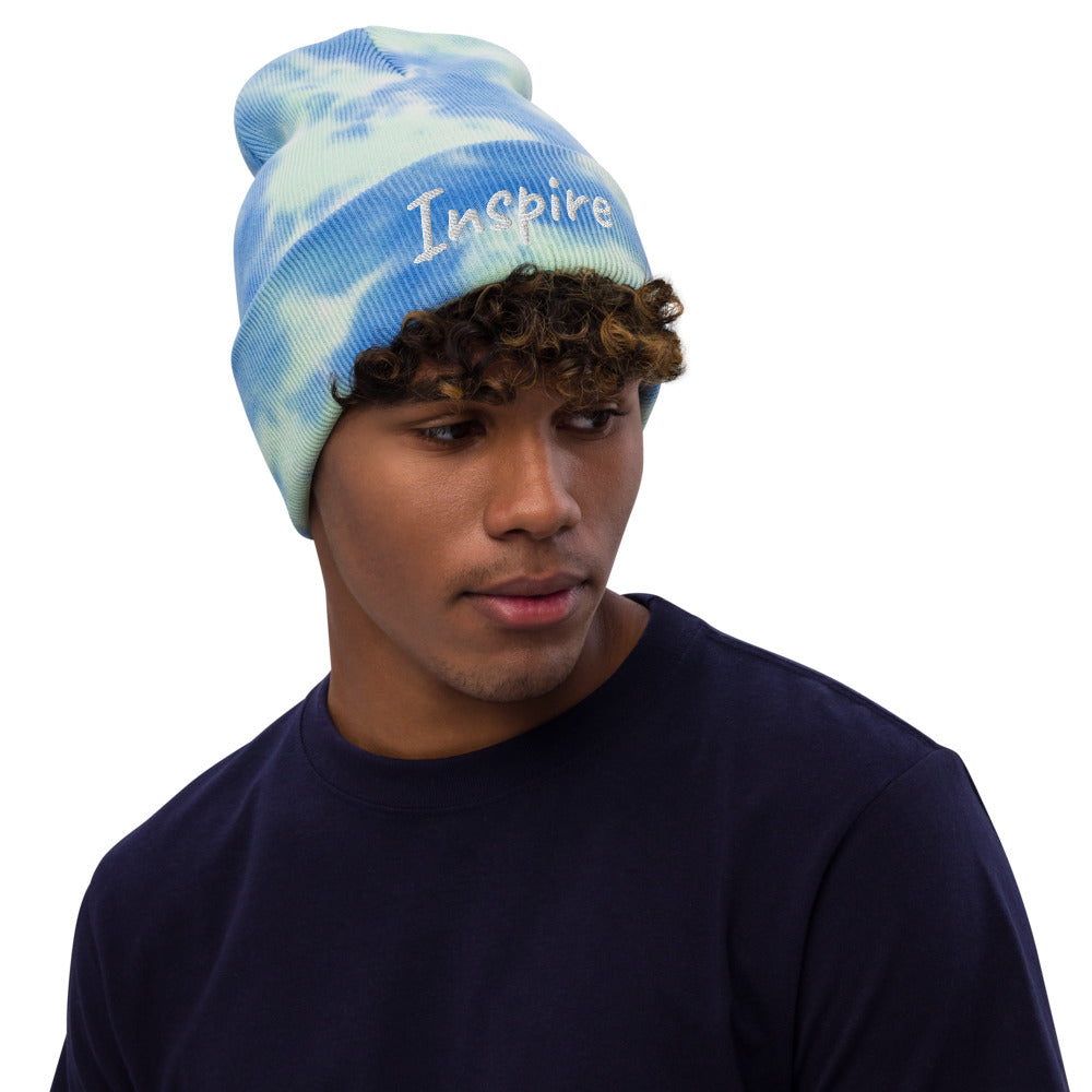 Inspire In Diamond Embroidery on Tie-Dye Beanie