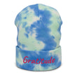 Gratitude In Star Rose Quartz Embroidery on Tie-Dye Beanie