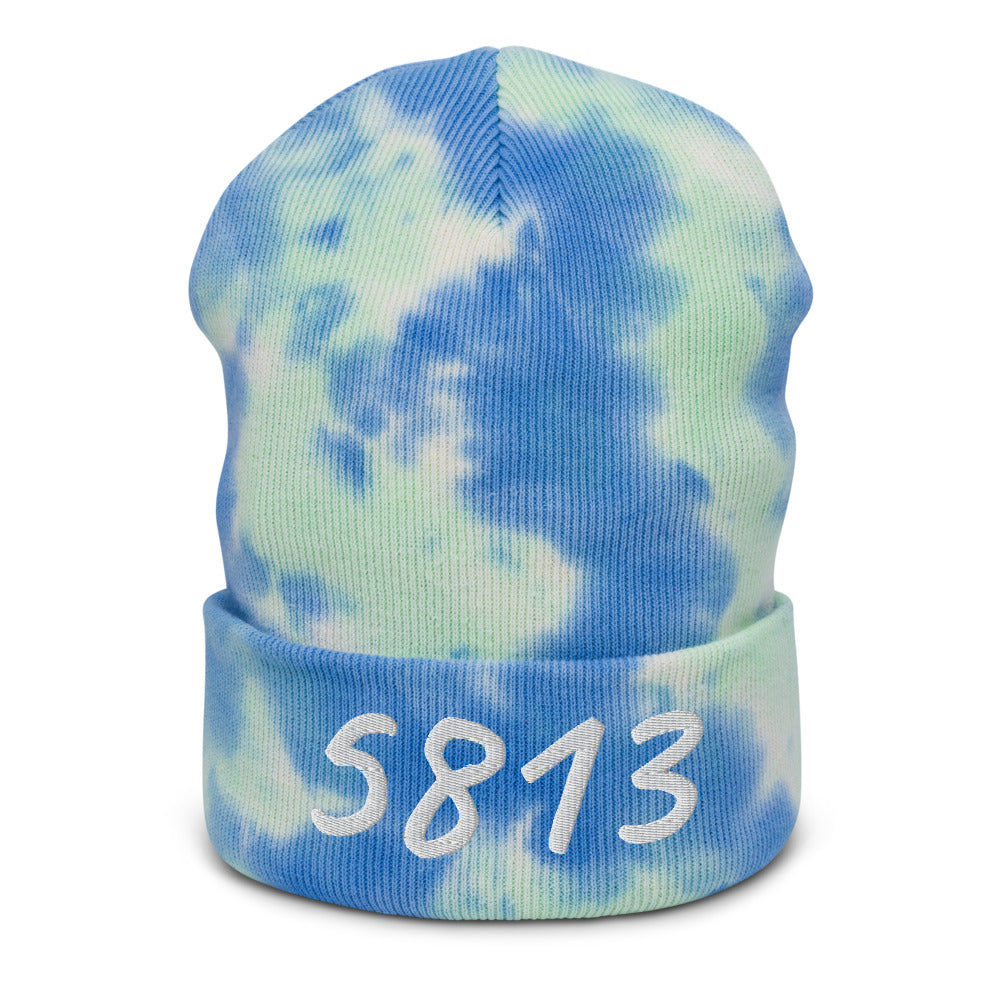 5813 In Pearl Embroidery on Tie-Dye Beanie