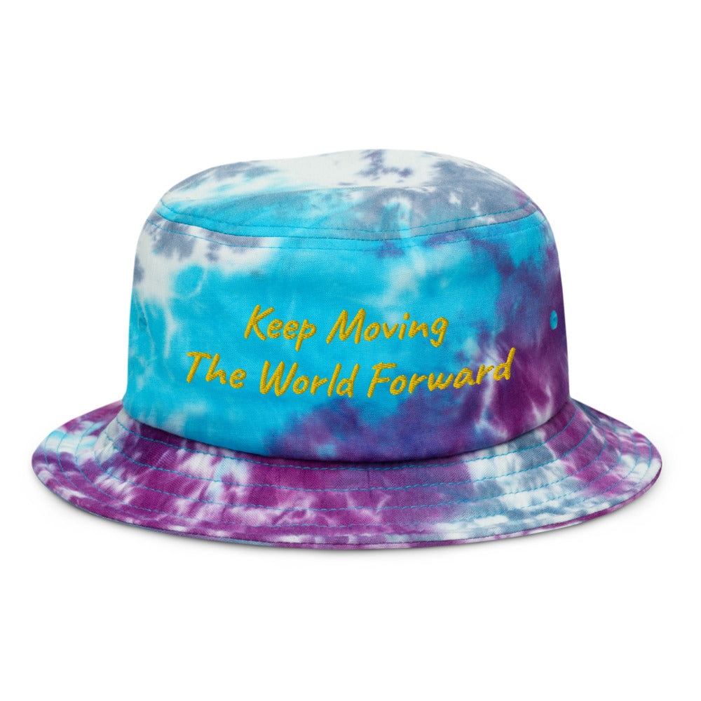 Keep Moving The World Forward In Gold Embroidery on Tie-Dye Bucket Hat