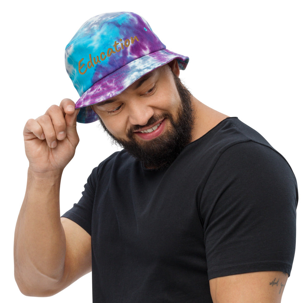 Education In Copper Embroidery on Tie-Dye Bucket Hat