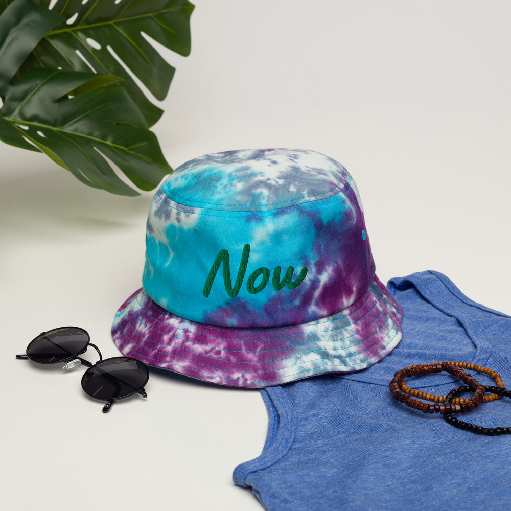 Now In Emerald Embroidery on Tie-Dye Bucket Hat