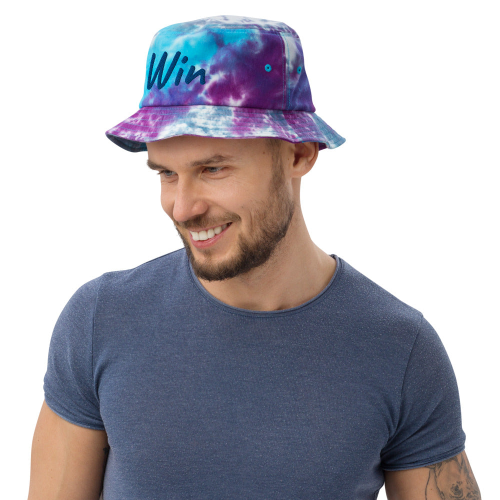 Win In Sapphire Embroidery on Tie-Dye Bucket Hat