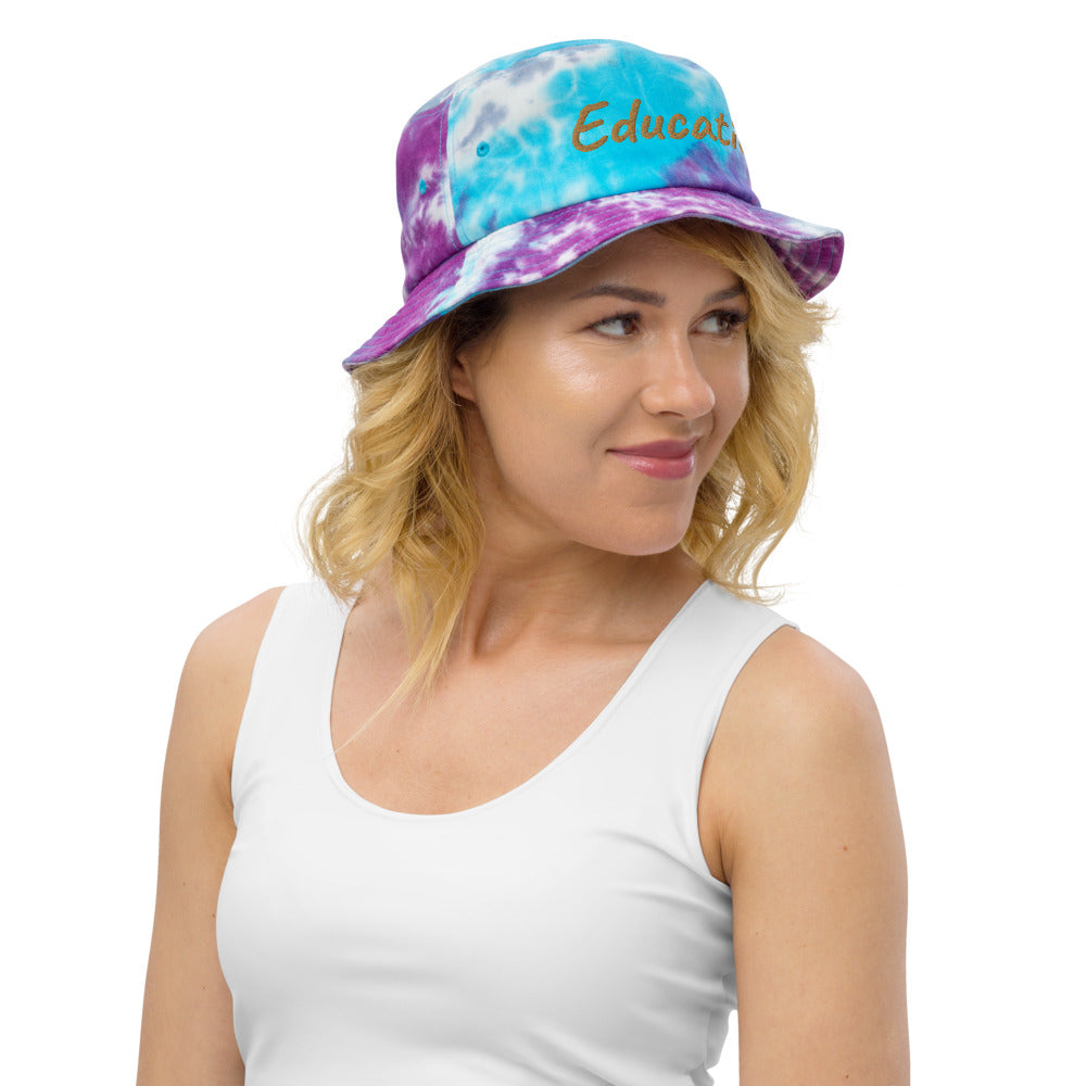 Education In Copper Embroidery on Tie-Dye Bucket Hat