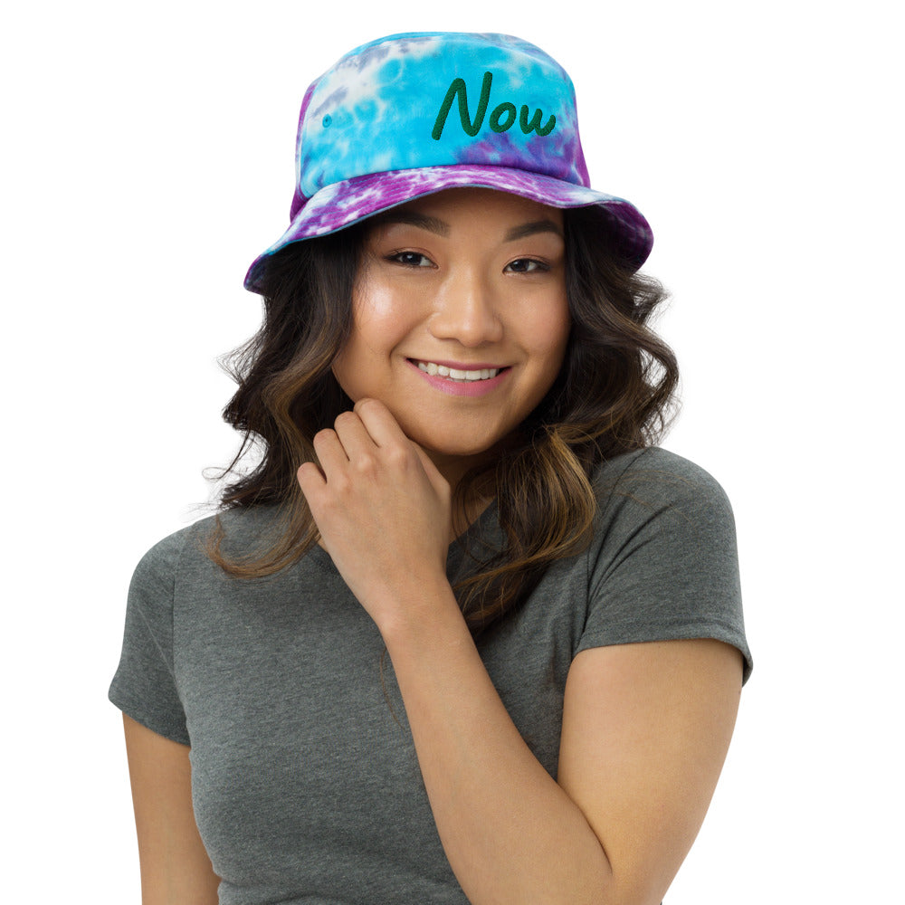 Now In Emerald Embroidery on Tie-Dye Bucket Hat