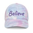 Believe In Amethyst Embroidery on Tie-Dye Hat