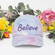 Believe In Amethyst Embroidery on Tie-Dye Hat