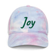 Joy In Emerald Embroidery on Tie-Dye Hat