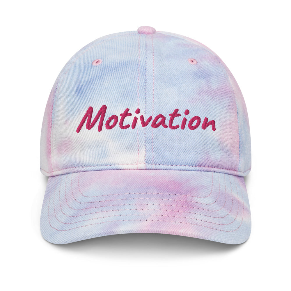 Motivation In Star Rose Quartz Embroidery on Tie-Dye Hat