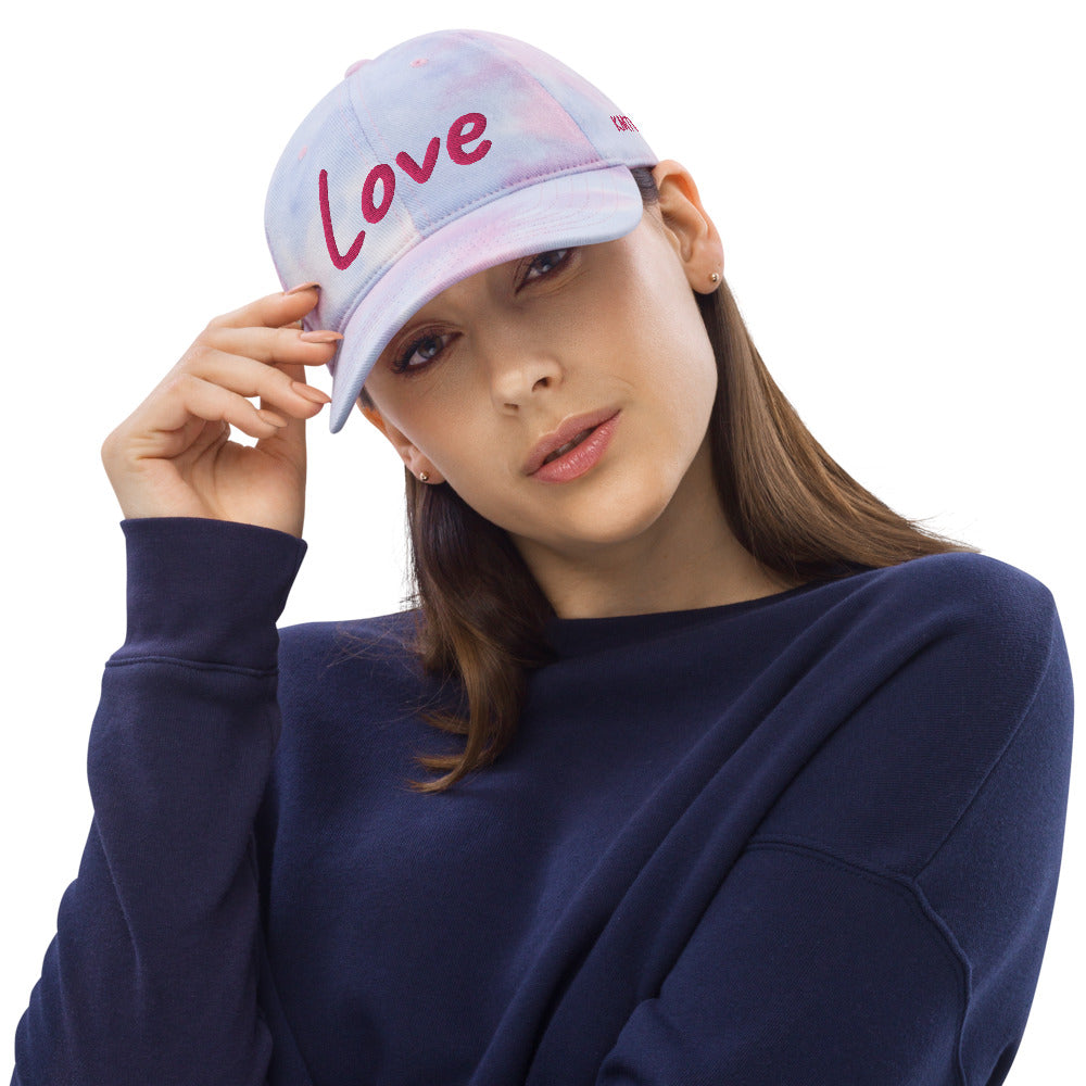 Love In Star Rose Quartz Embroidery on Tie-Dye Hat