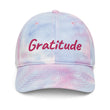 Gratitude In Star Rose Quartz Embroidery on Tie-Dye Hat