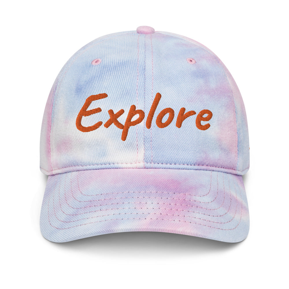 Explore In Amber Embroidery on Tie-Dye Hat