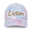 Listen In Copper Embroidery on Tie-Dye Hat