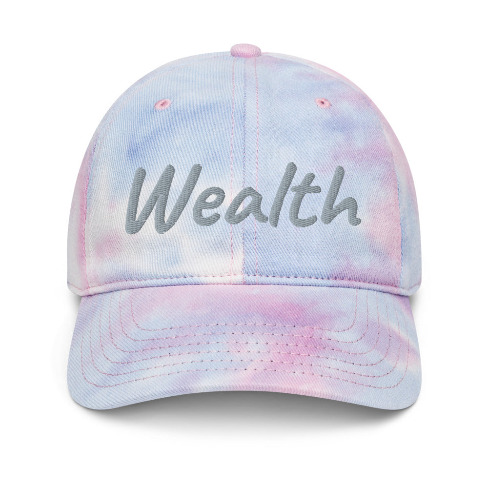 Wealth In Silver Embroidery on Tie-Dye Hat