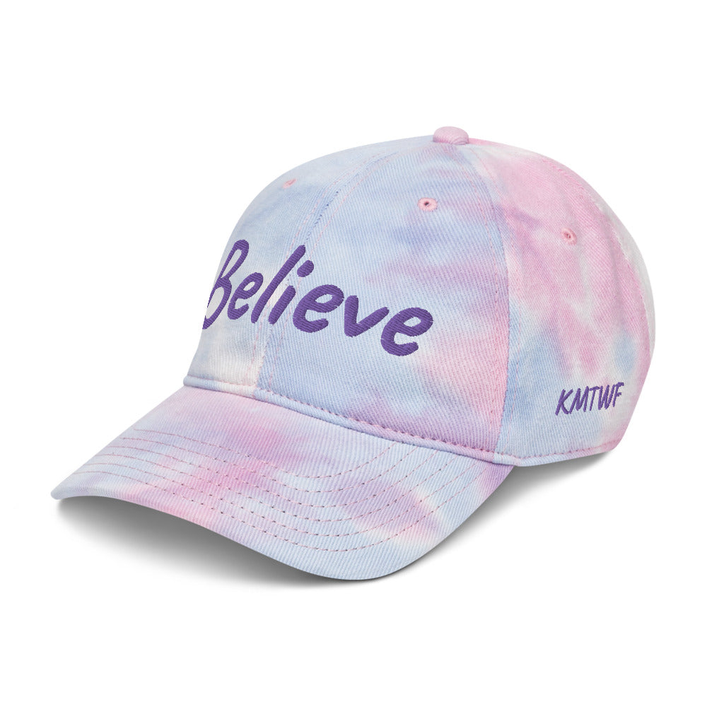 Believe In Amethyst Embroidery on Tie-Dye Hat