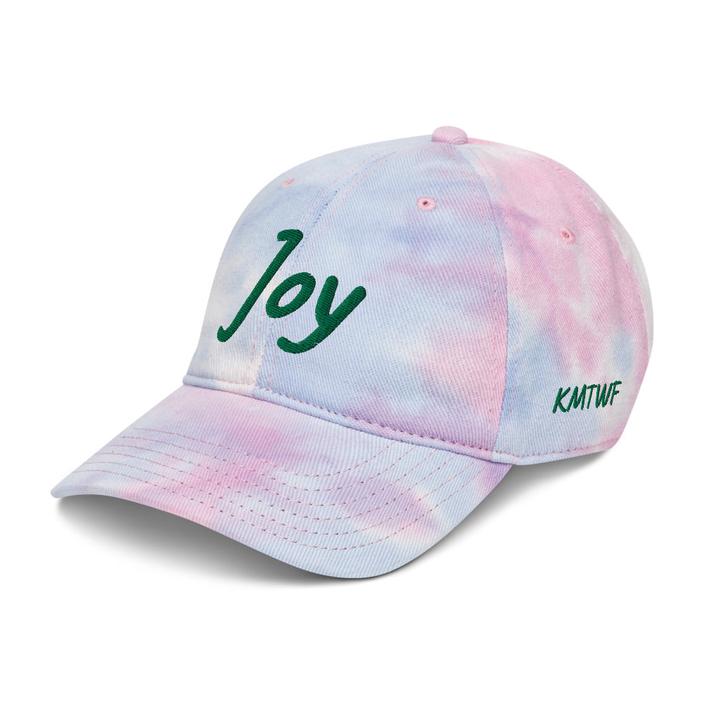 Joy In Emerald Embroidery on Tie-Dye Hat