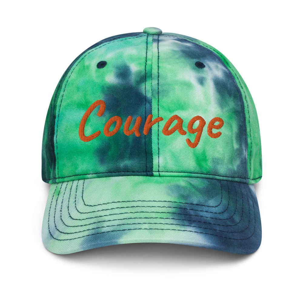 Courage In Amber Embroidery on Tie-Dye Hat